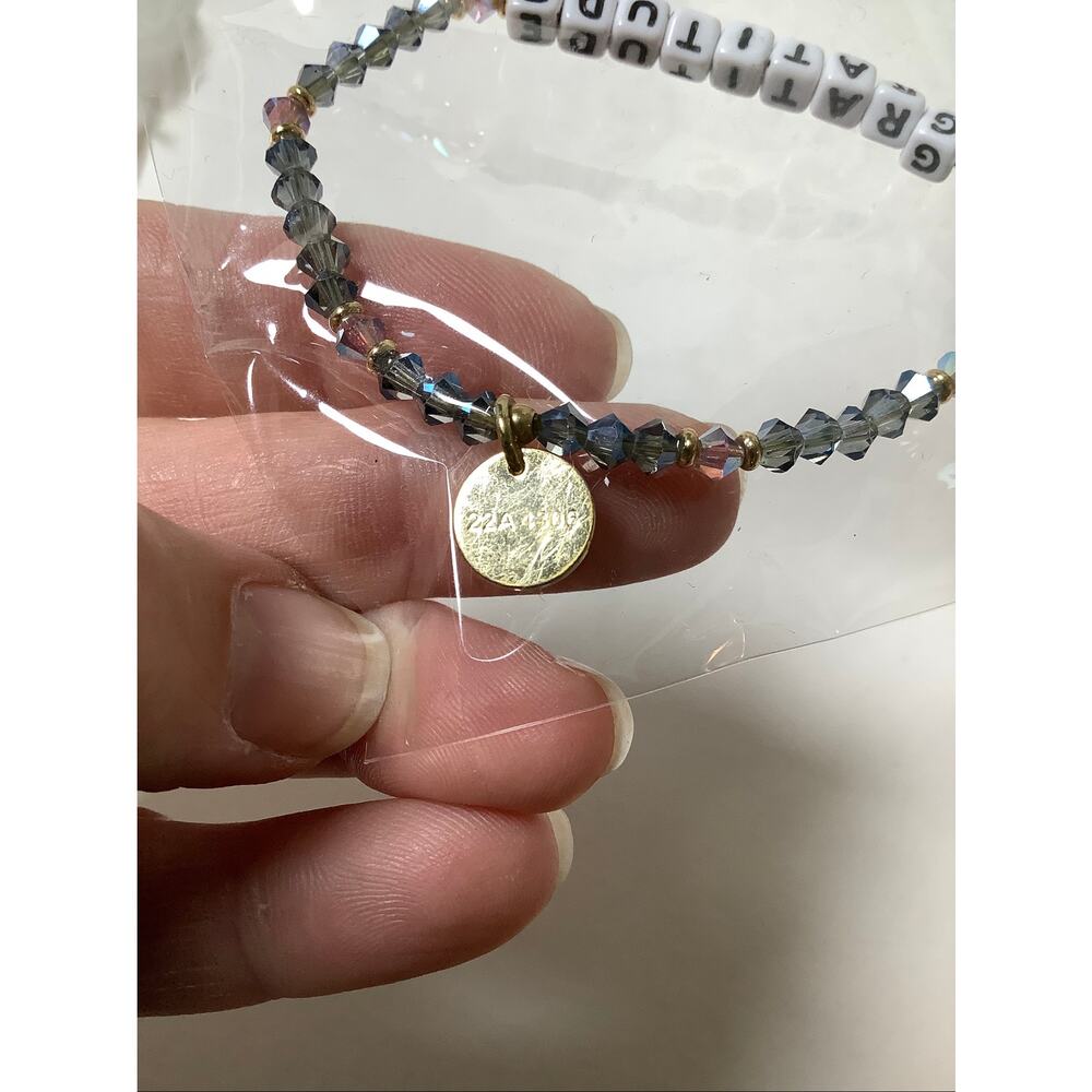 Little Words Project GRATITUDE Crystal Beaded Charm Stretch Bracelet Y2K C2-33 - Picture 6 of 6